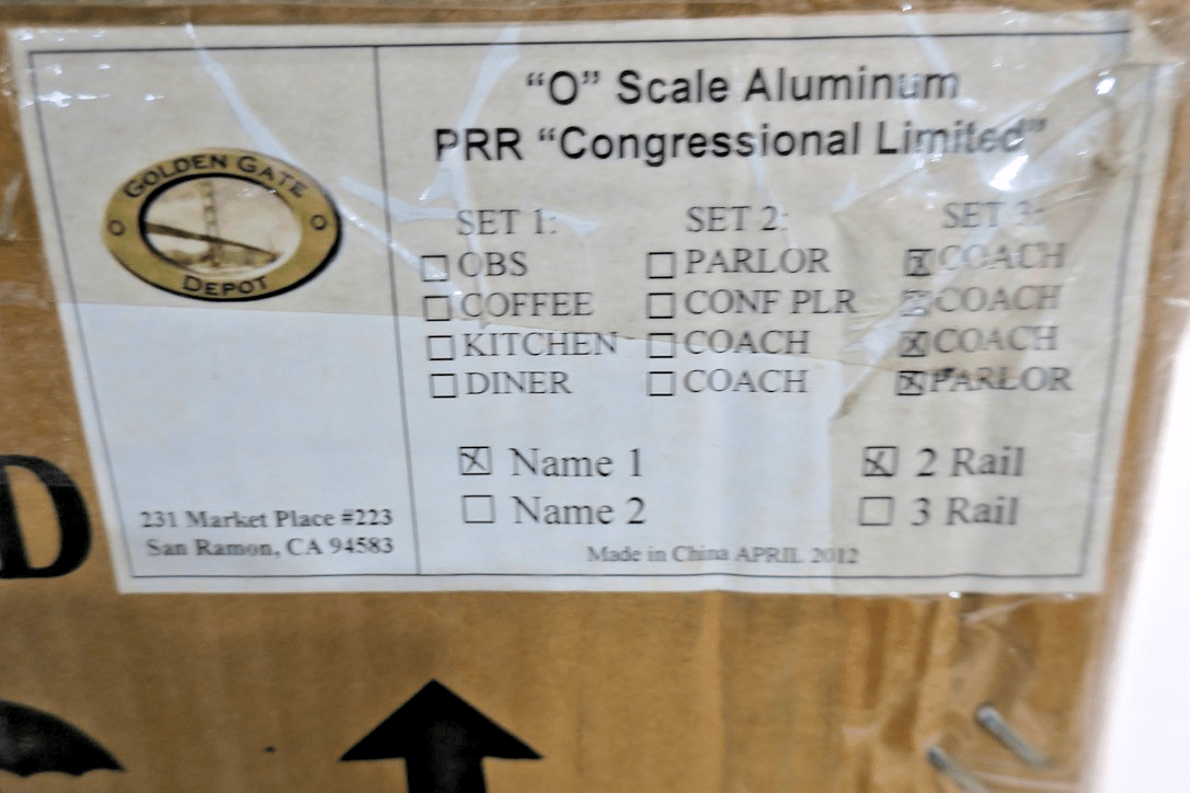 GOLDEN GATE DEPOT O SCALE 2 - RAIL PRR CONGRESSIONAL LIMITED 4 - PACK SET 3 - WISE GUYS HOBBIES LLC