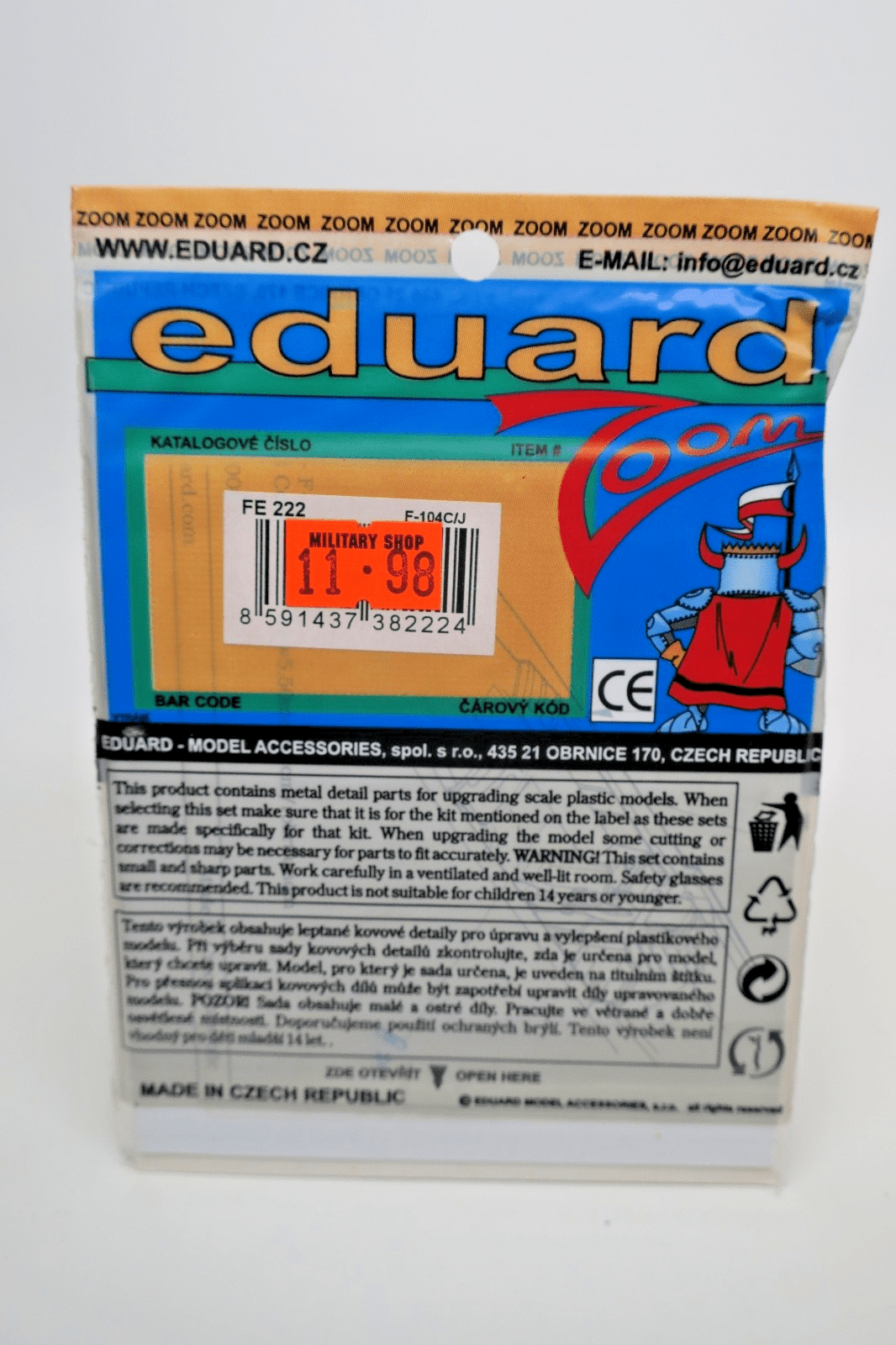 Eduard Zoom 1/48 F - 104C/J Starfighter Photo - Etch Detail Set FE222 - WISE GUYS HOBBIES LLC
