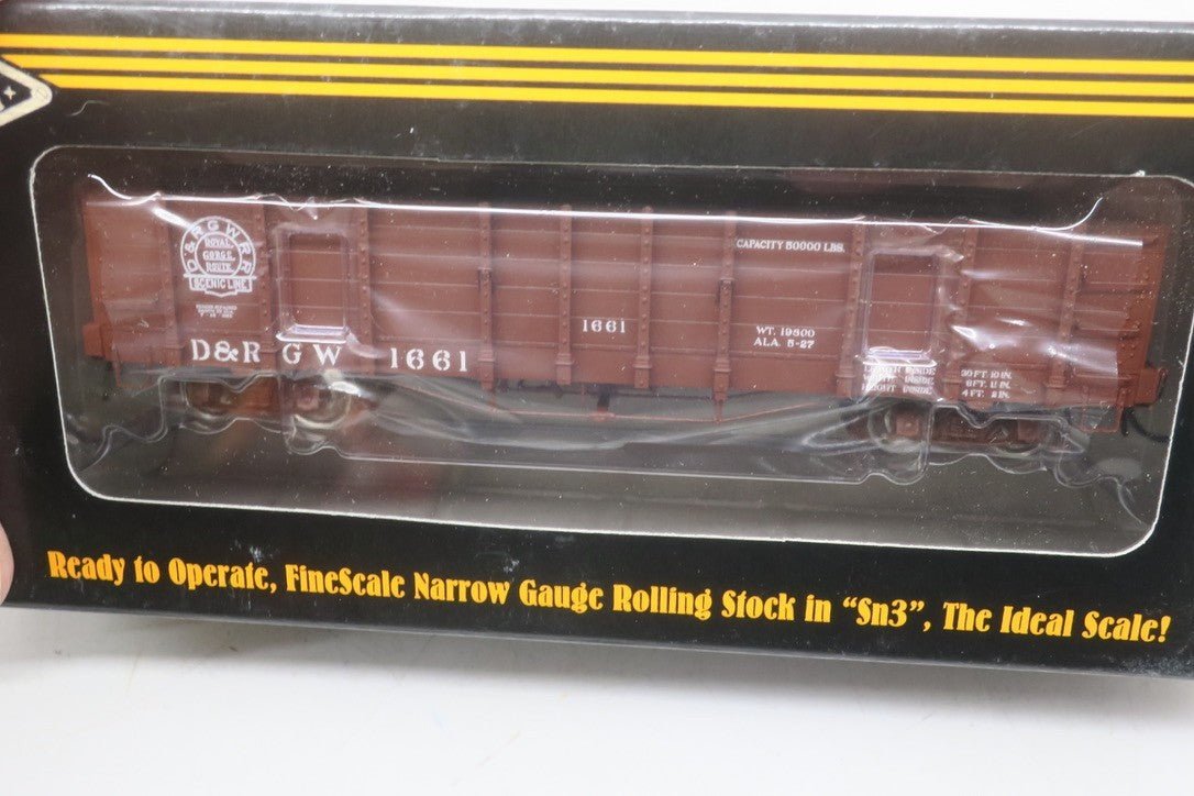PBL Sn3 PBL-HS 1661 D&RGW Hi-Side Gondola 1661 Royal Gorge Route RTR 1:64 NIB! - WISE GUYS HOBBIES LLC