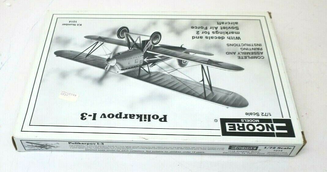 Encore Polikarpov I-3 Soviet Biplane Fighter Model Kit 1014 Scale 1/72
