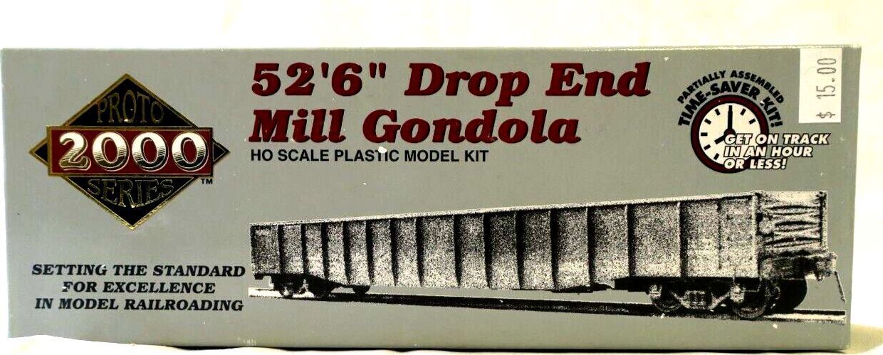 PROTO SERIES 2000 52'6" DROP END MILL GONDOLA HO SCALE PLASTIC MODEL KIT 23746