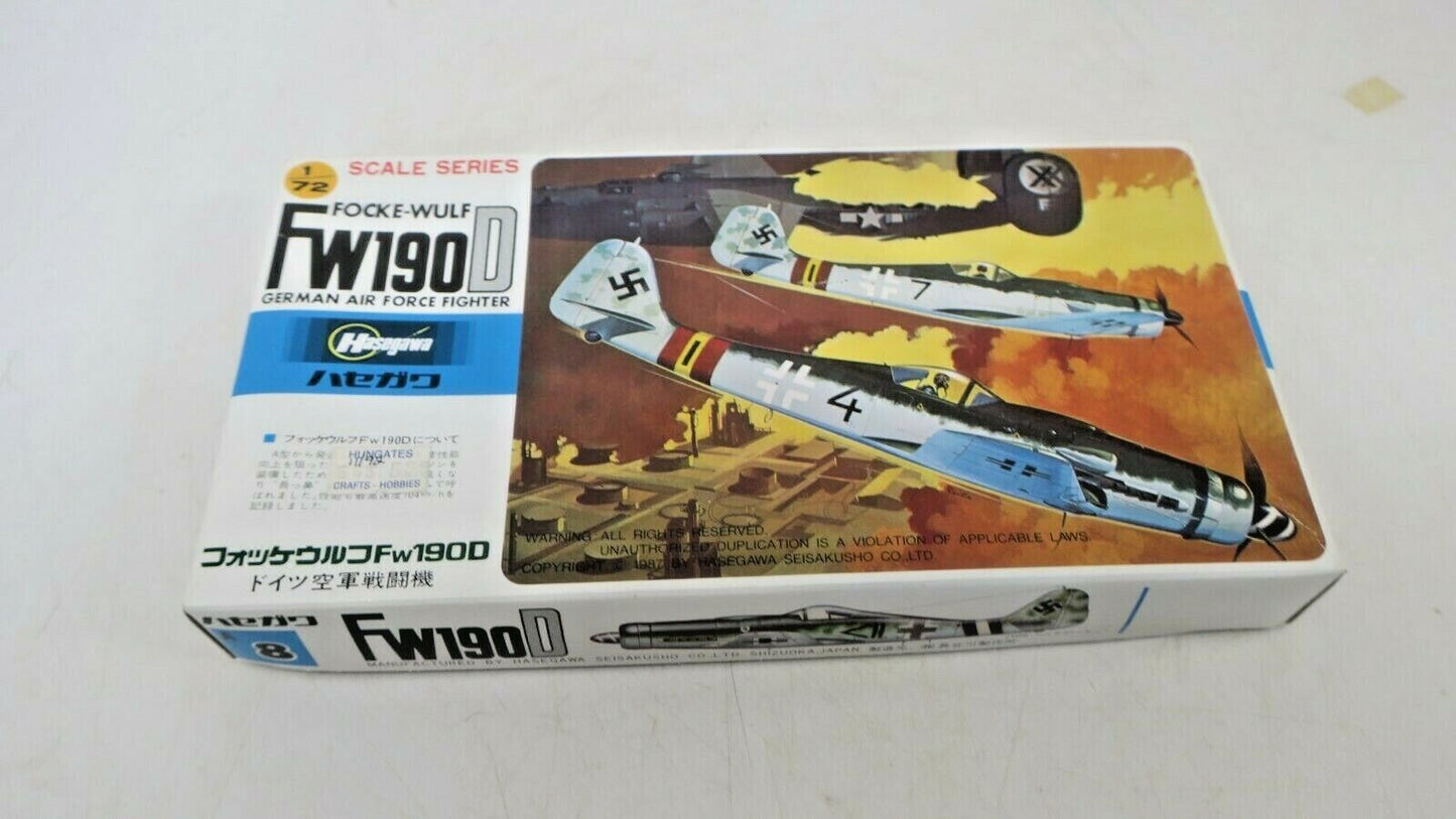 HALES HASEGAWA NO. JS-105:200 FOCKE-WULF FW190D, 1/72 SCALE MODEL KIT,1970S,MIB