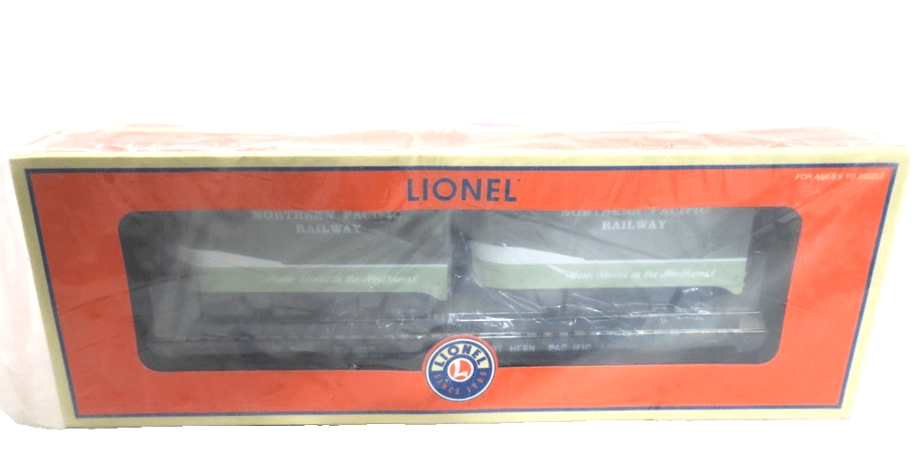 LIONEL NORTHERN PACIFIC PS - 4 FLAT CAR 20' PUP PIGGY BACK TRAILER 6 - 27517 O SCALE - WISE GUYS HOBBIES LLC