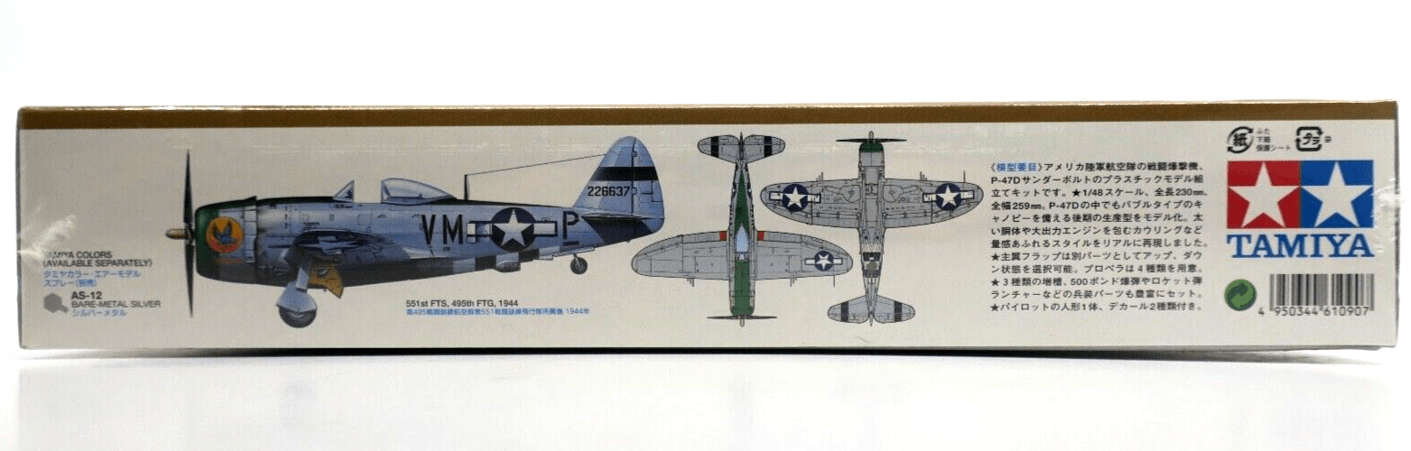 Tamiya 1/48 Republic P-47D Thunderbolt Bubbletop Model Kit 61090 - WISE GUYS HOBBIES LLC