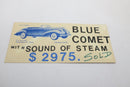 MTH Standard Gauge Tinplate Two Tone Blue Nickel 400E Steam Engine Blue Comet
