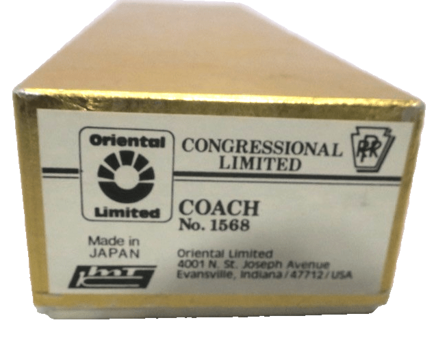 HO BRASS ORIENTAL PRR PENNSYLVANIA COACH CONGRESSIONAL LIMITED 1568 PLATED KMT - WISE GUYS HOBBIES LLC