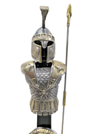 FRANKLIN MINT THE GREEK SPARTAN 480 BC 24k Gold Pewter Warrior 8" - WISE GUYS HOBBIES LLC