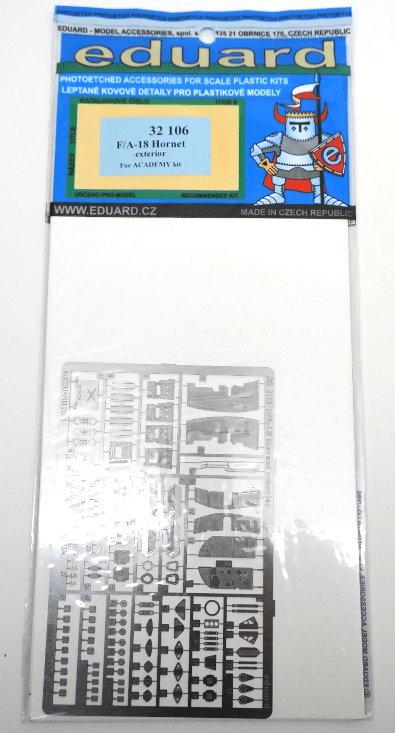 Eduard 1/32 F/A - 18 Hornet Exterior Photo - Etch Detail Set 32106 - WISE GUYS HOBBIES LLC