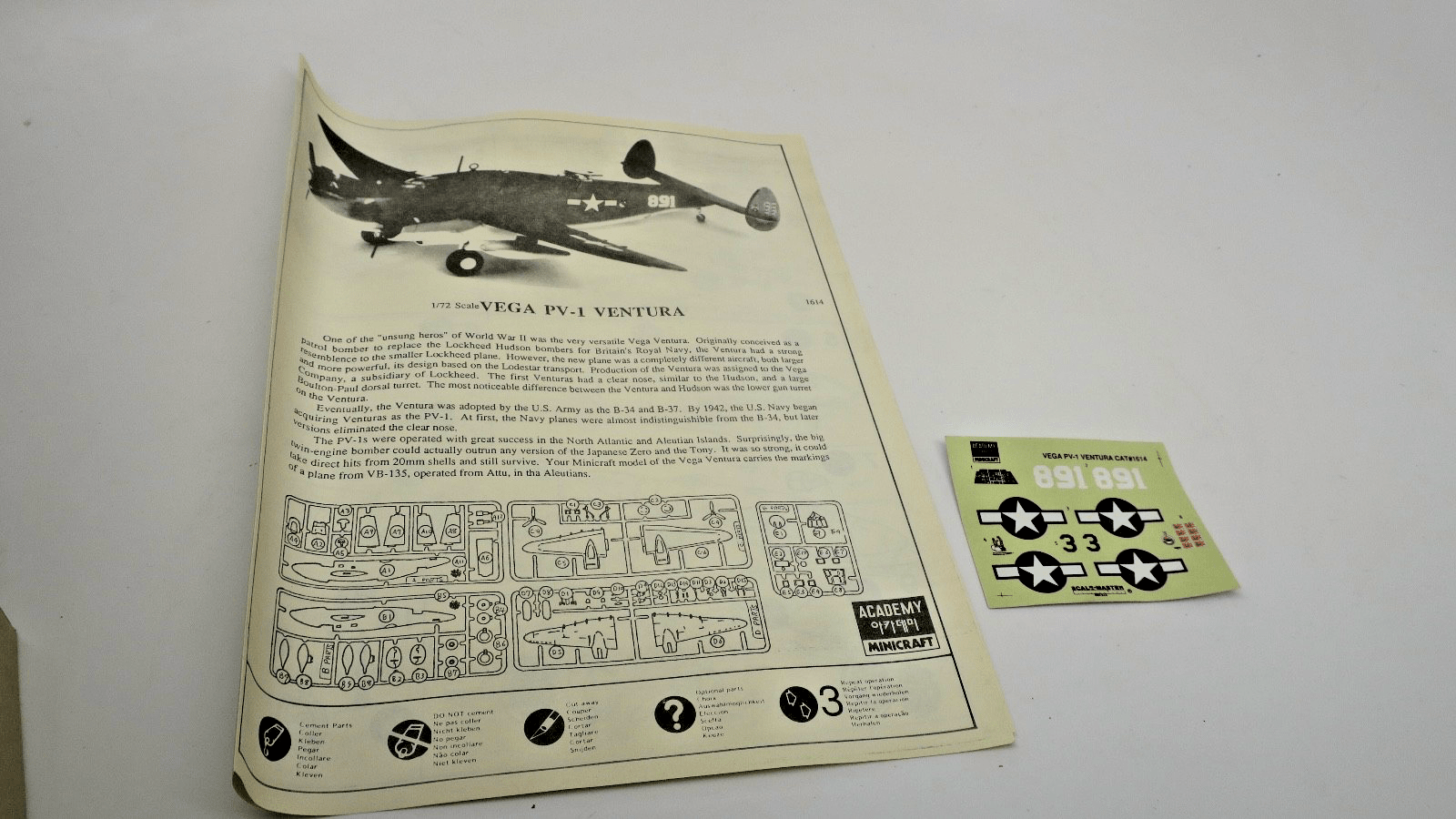 Academy 1/72 Lockheed PV - 1 Ventura Model Kit 1614 - WISE GUYS HOBBIES LLC
