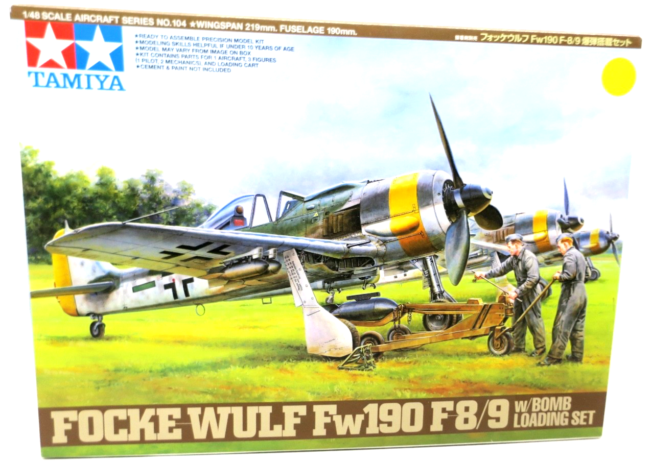 Tamiya 1/48 Focke Wulf Fw190 F8/9 w/ Bomb Loading Set Model Kit - WISE GUYS HOBBIES LLC