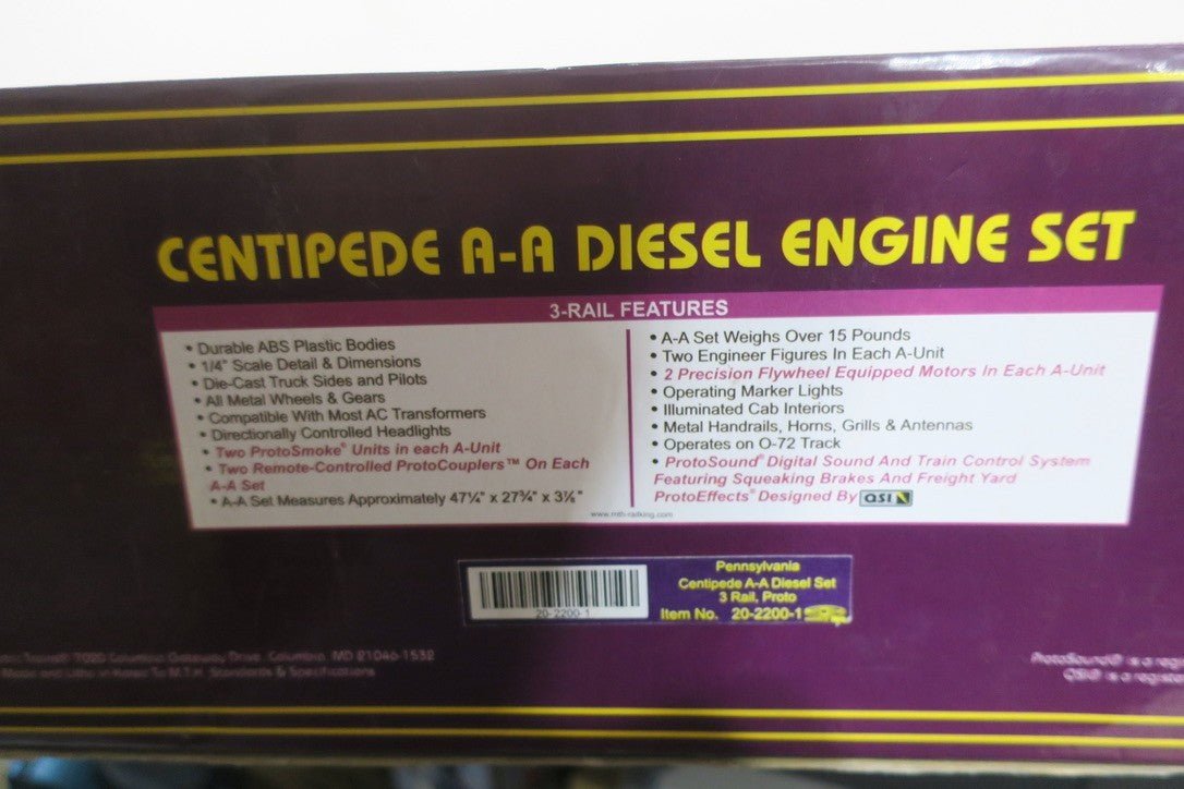 MTH O Scale Pennsylvania Centipede AA Diesel Engine Set w/ ProtoSounds 20 - 2200 - 1 - WISE GUYS HOBBIES LLC