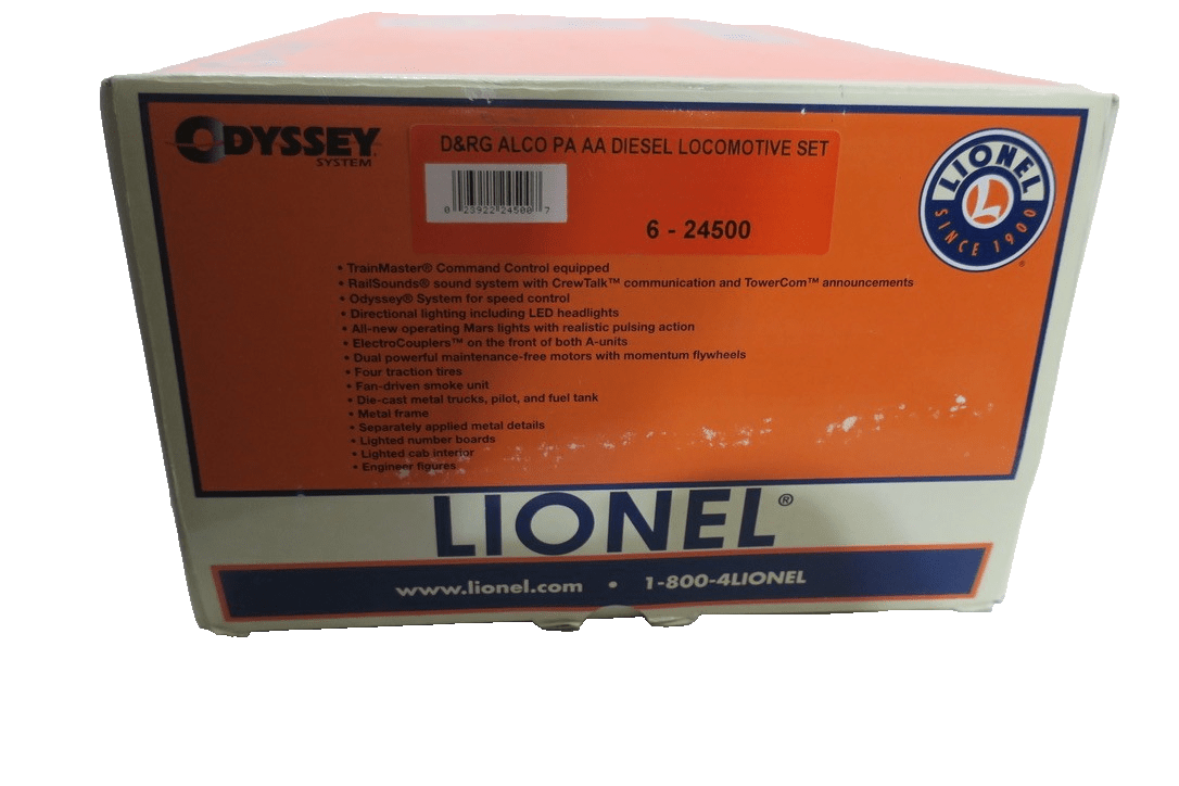 Lionel 6 - 24500 D & RG PA AA Diesel Locomotive Set NEW - WISE GUYS HOBBIES LLC