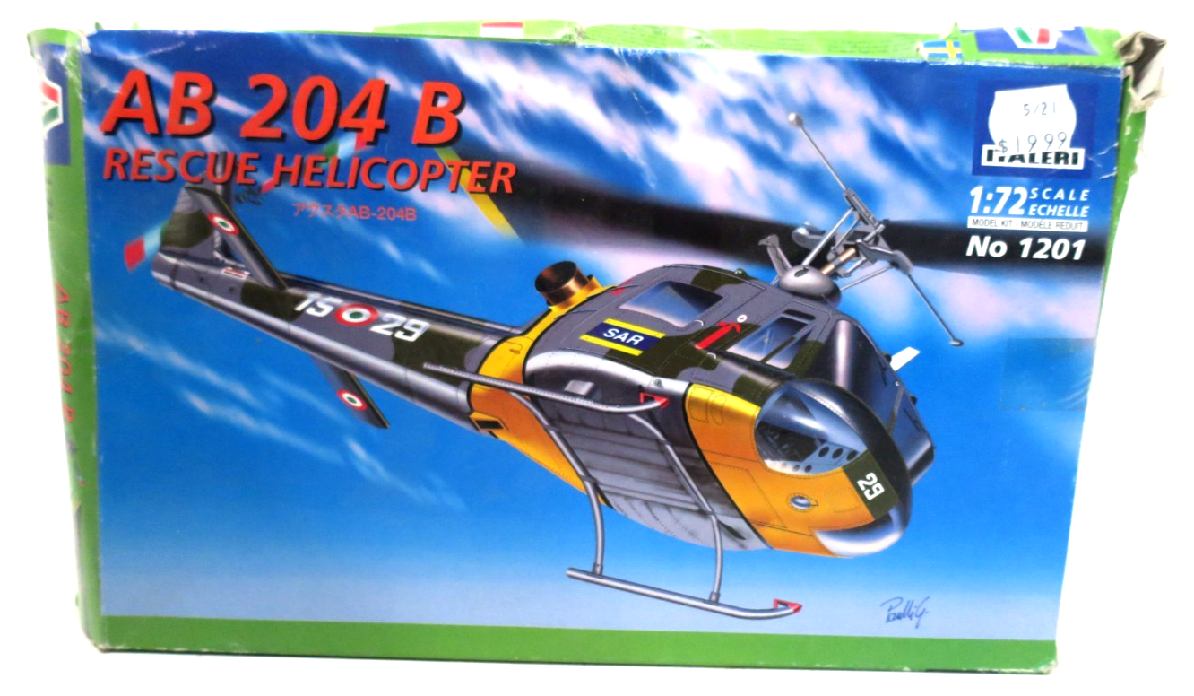 Italeri 1/72 AB 204 B Rescue Helicopter Model Kit 1201 - WISE GUYS HOBBIES LLC