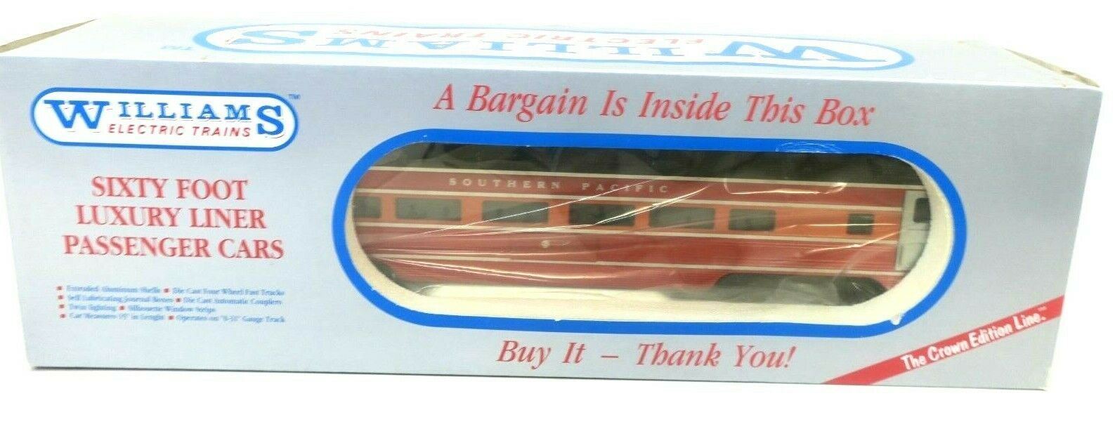 Williams "O-31" Gauge 60' luxury liner passenger car Southern Pacific Daylight - WISE GUYS HOBBIES LLC