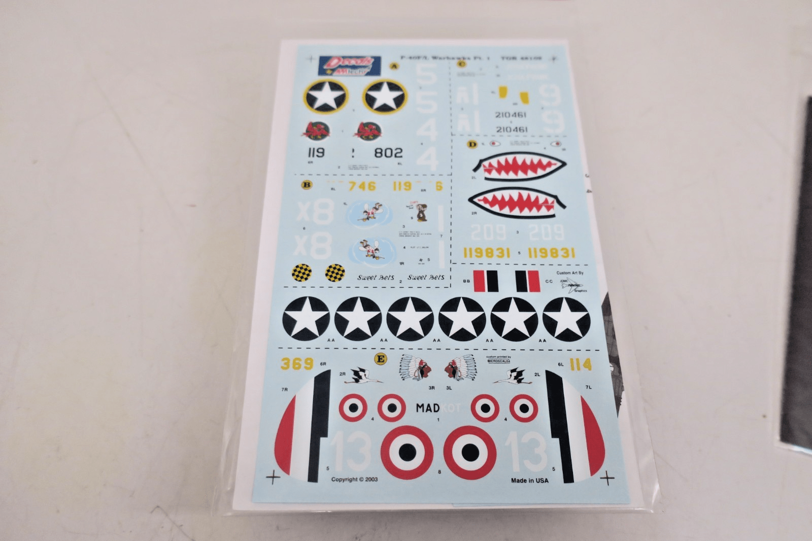 AMtech Decals 1/48 P - 40F/L Warhawk TGR - 48102 - WISE GUYS HOBBIES LLC