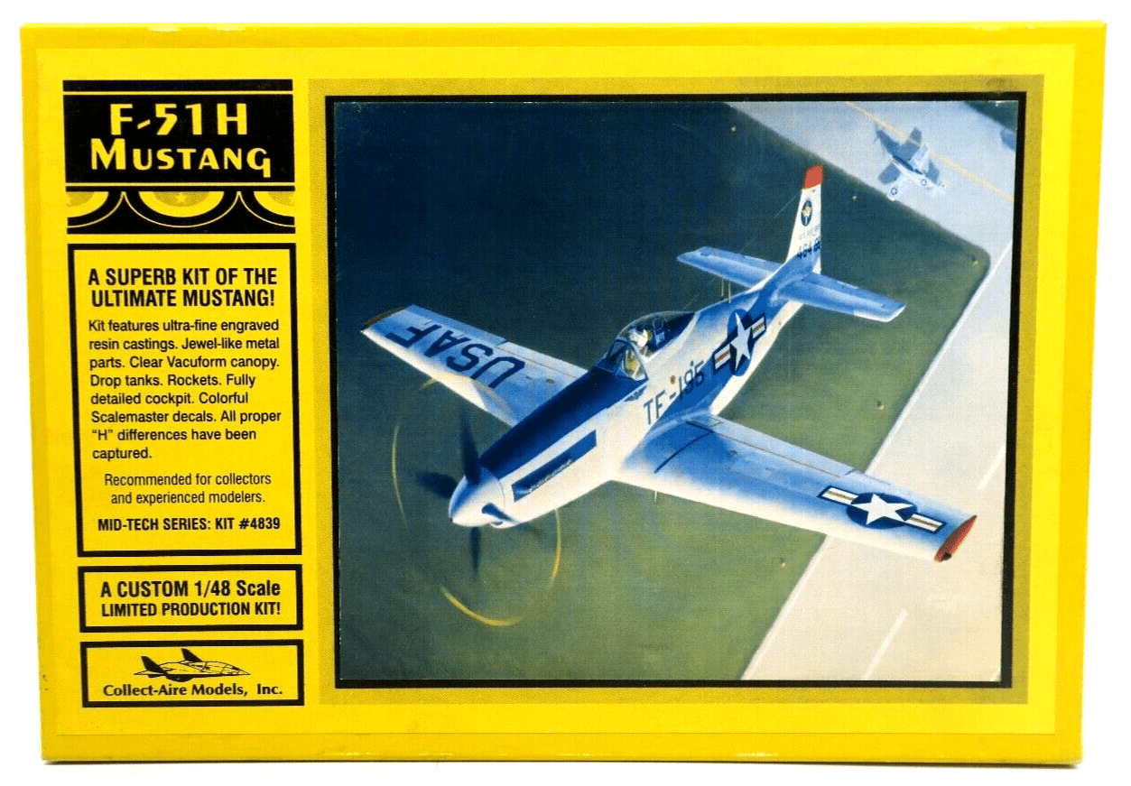 RARE & Sealed Collect-Aire 1/48 F-51H Mustang Model Kit No. 4839 - WISE GUYS HOBBIES LLC