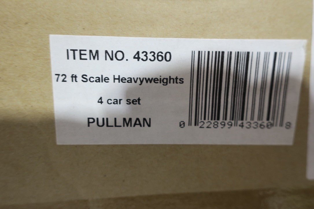 NIB Williams 43360 Pullman 72' Scale Heavyweight Passenger 4-Car Set - WISE GUYS HOBBIES LLC