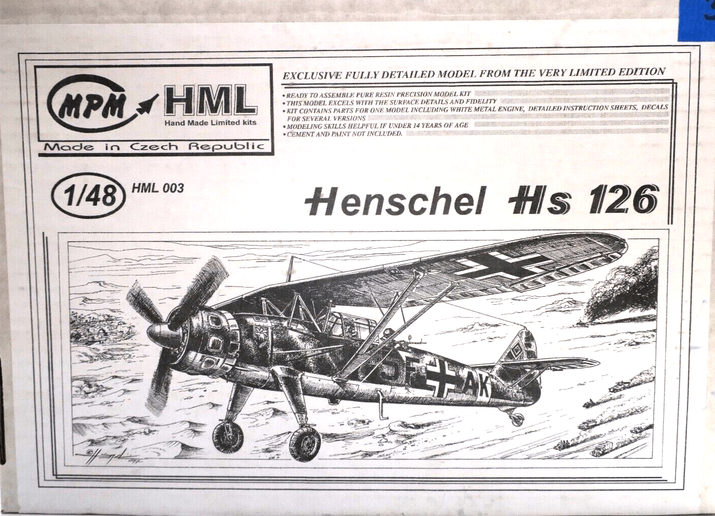 MPM 1/48 Henschel HS-126 Resin Cast Kit - WISE GUYS HOBBIES LLC