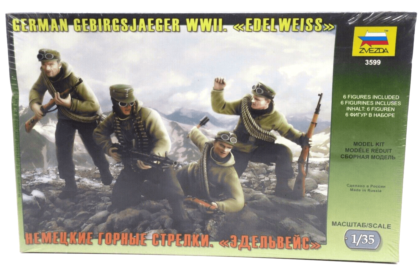 Zvezda 1/35 German Gebirgsjaeger WWII "Edelweiss" Figures Variant Model Kit 3599 - WISE GUYS HOBBIES LLC