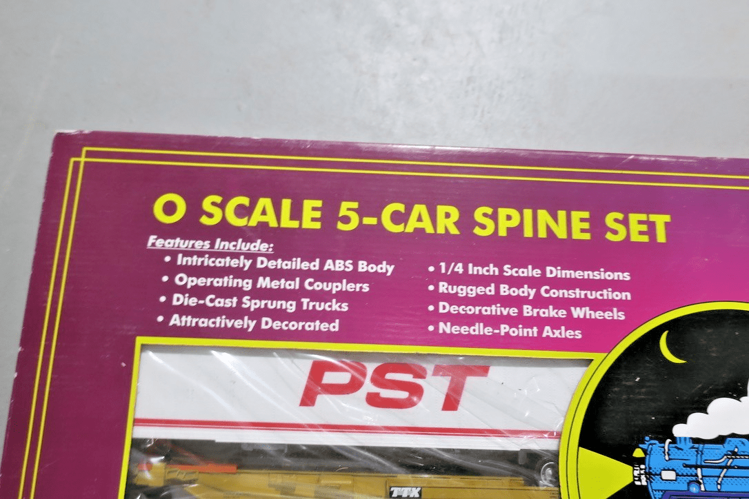 MTH Premier O Scale (20 - 95035) TTX Spine Car 5 - Pack w/Containers & Trailers - WISE GUYS HOBBIES LLC