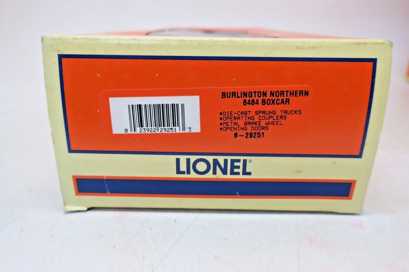 LIONEL TRAINS 6-29251 BURLINGTON NORTHERN BOXCAR BRAND NEW O SCALE RAILROAD TOY - WISE GUYS HOBBIES LLC