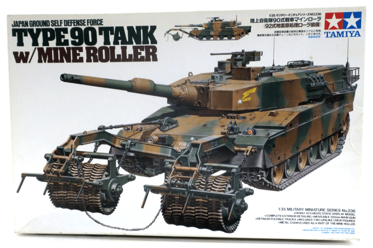 Tamiya 1/35 Type 90 Tank w/ Mine Roller Model Kit 35236 - WISE GUYS HOBBIES LLC