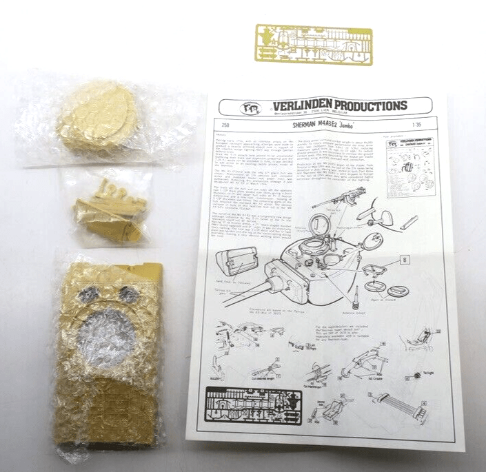 Verlinden 1/35 Sherman M4A3E2 Jumbo Tank Resin & Brass Details Model Kit  258 - WISE GUYS HOBBIES LLC