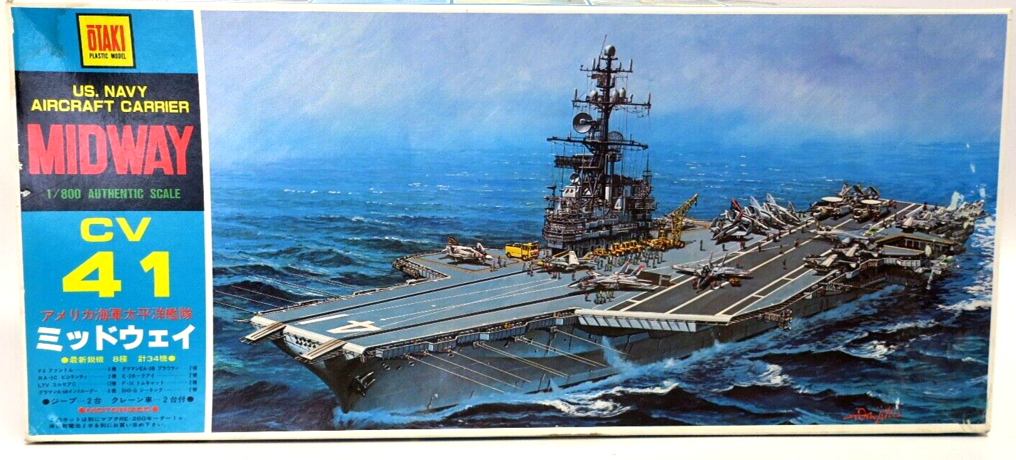 Vintage Otaki 1/800 US Navy Aircraft Carrier Midway Motorized Model Kit - WISE GUYS HOBBIES LLC