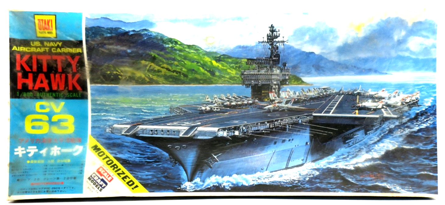 Vintage Otaki 1/800 US Navy Aircraft Carrier Kitty Hawk Motorized Model Kit - WISE GUYS HOBBIES LLC