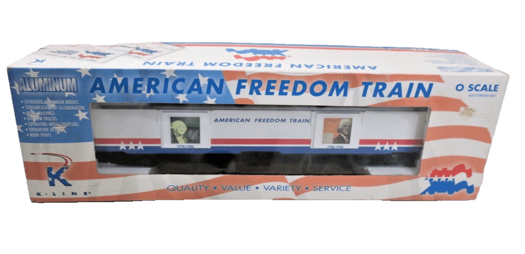K - Line k4601 - 30110 O American Freedom Train 18" Aluminum Display Car 110 - NIB - WISE GUYS HOBBIES LLC