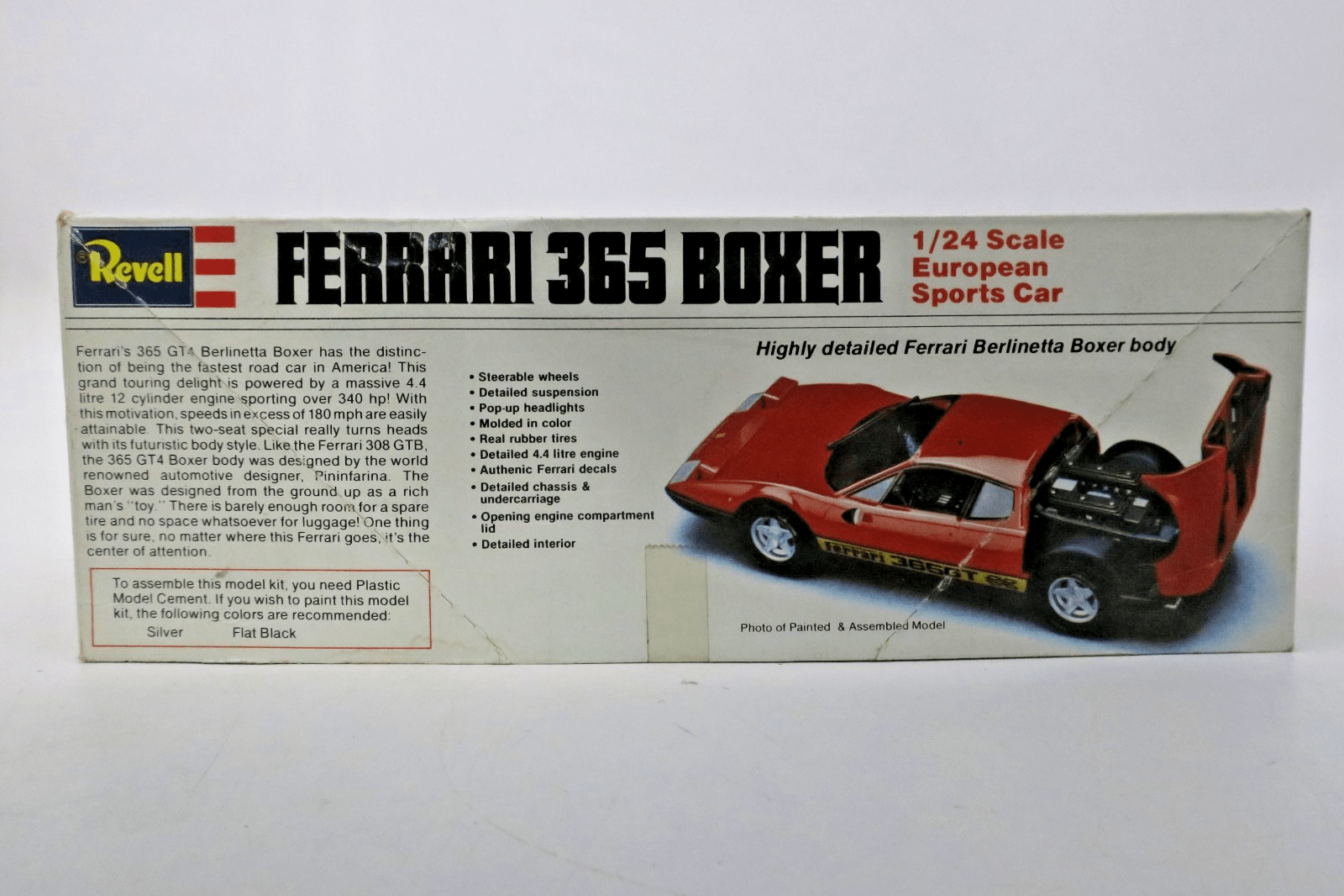 Revell 1/24 European Sports Car Ferrari 365 Boxer Plastic Model Kit 7301 - WISE GUYS HOBBIES LLC