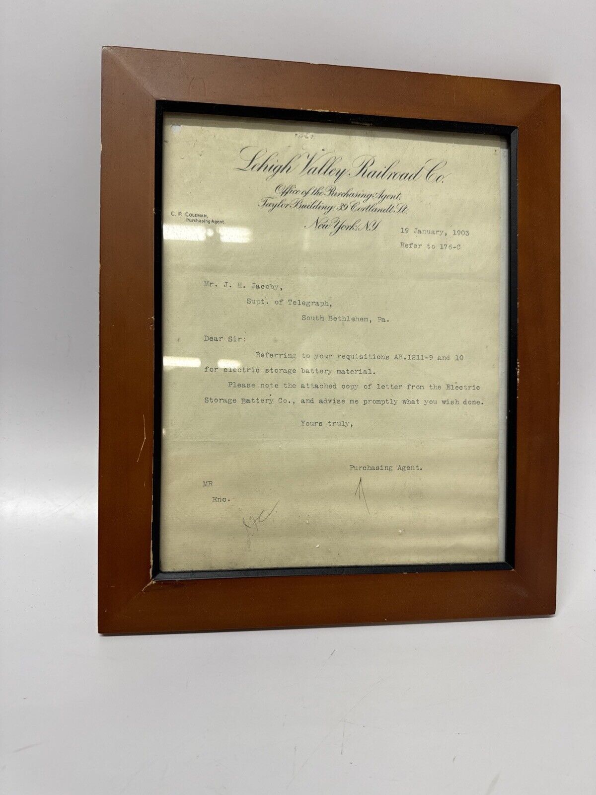 LEHIGH VALLEY RAILROAD STATIONARY COMPANY LETTERHEAD WITH CONTENT - WISE GUYS HOBBIES LLC