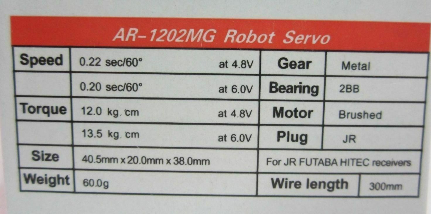 AR-1202MG High Speed Robot Servo by Power HD JR Hitec Futaba S3003 - WISE GUYS HOBBIES LLC