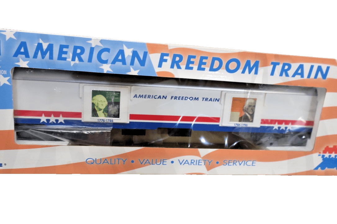 K - Line k4601 - 30101 O American Freedom Train 18"" Aluminum Display Car  101 NIB - WISE GUYS HOBBIES LLC