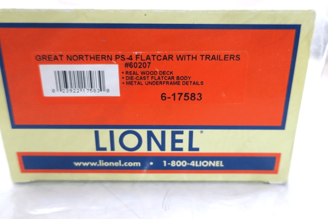 Lionel 6 - 17583 O Gauge Great Northern 60207 PS - 4 Flat Car w/ Piggy Back Trailers - WISE GUYS HOBBIES LLC