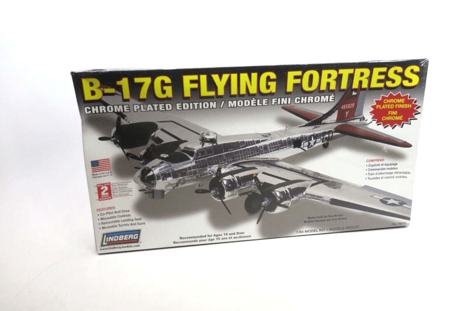 Lindberg 1/64 B-17G Flying Fortress Chrome Plated Model Kit 70514 - WISE GUYS HOBBIES LLC
