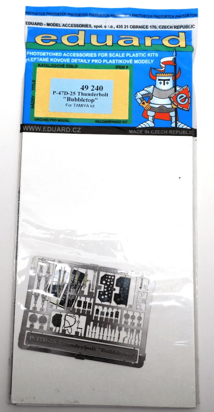 Eduard 1/48 P - 47D - 25 Thunderbolt Bubbletop Photo - Etch Detail Set 49240 - WISE GUYS HOBBIES LLC