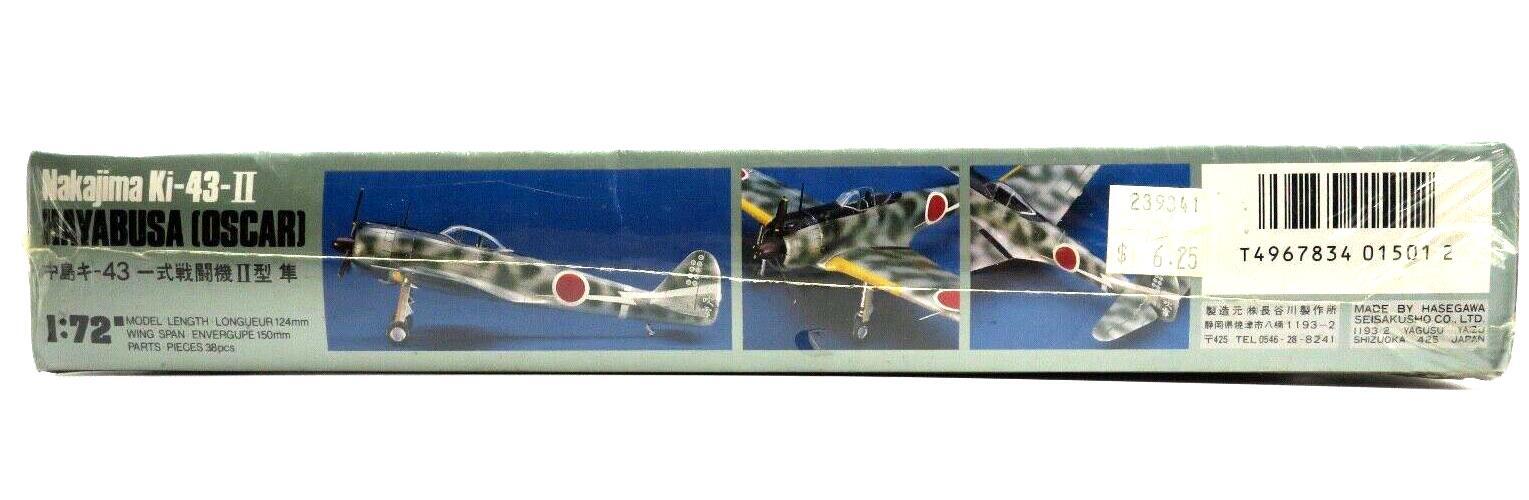 Hasegawa 1/72 Nakajima Ki-43-II Hayabusa (Oscar) 501 Model Kit - WISE GUYS HOBBIES LLC