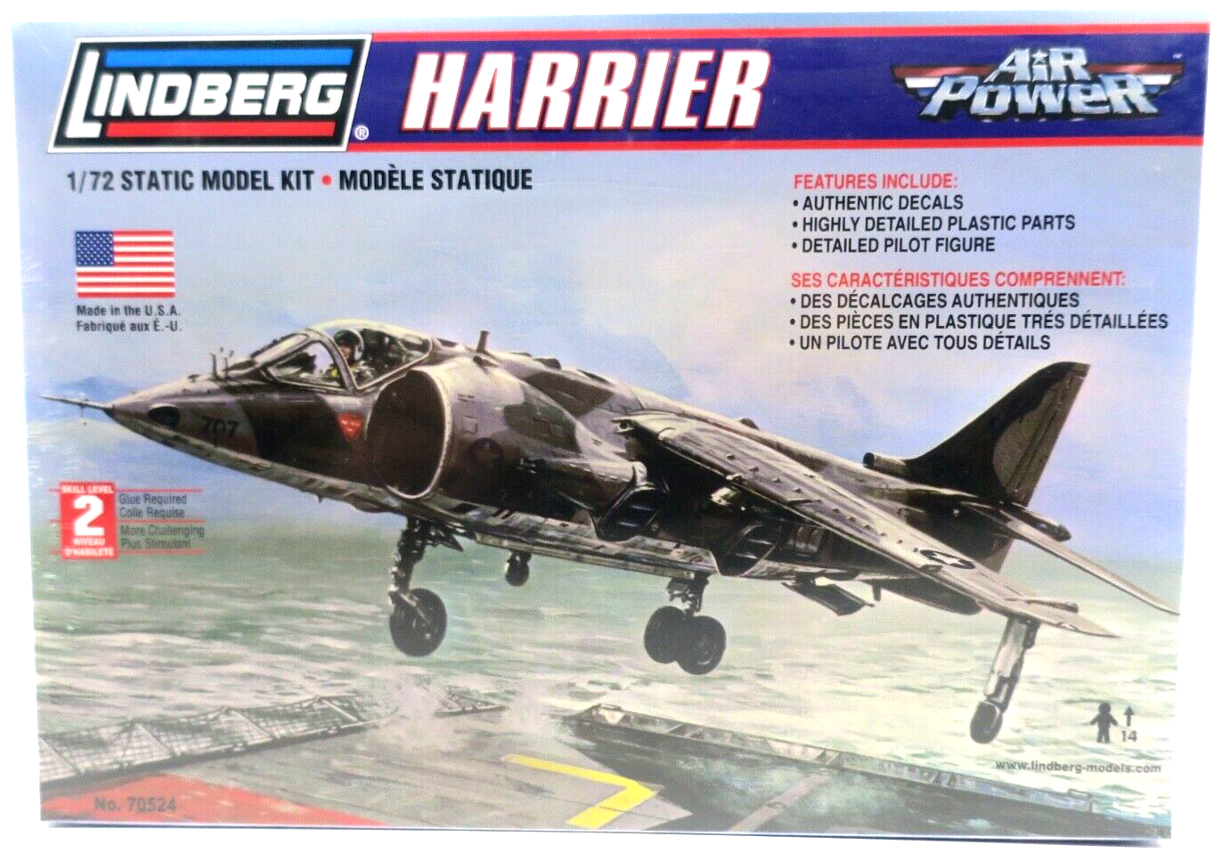 Lindberg Air Power 1/72 Harrier Model Kit No. 70524 - WISE GUYS HOBBIES LLC