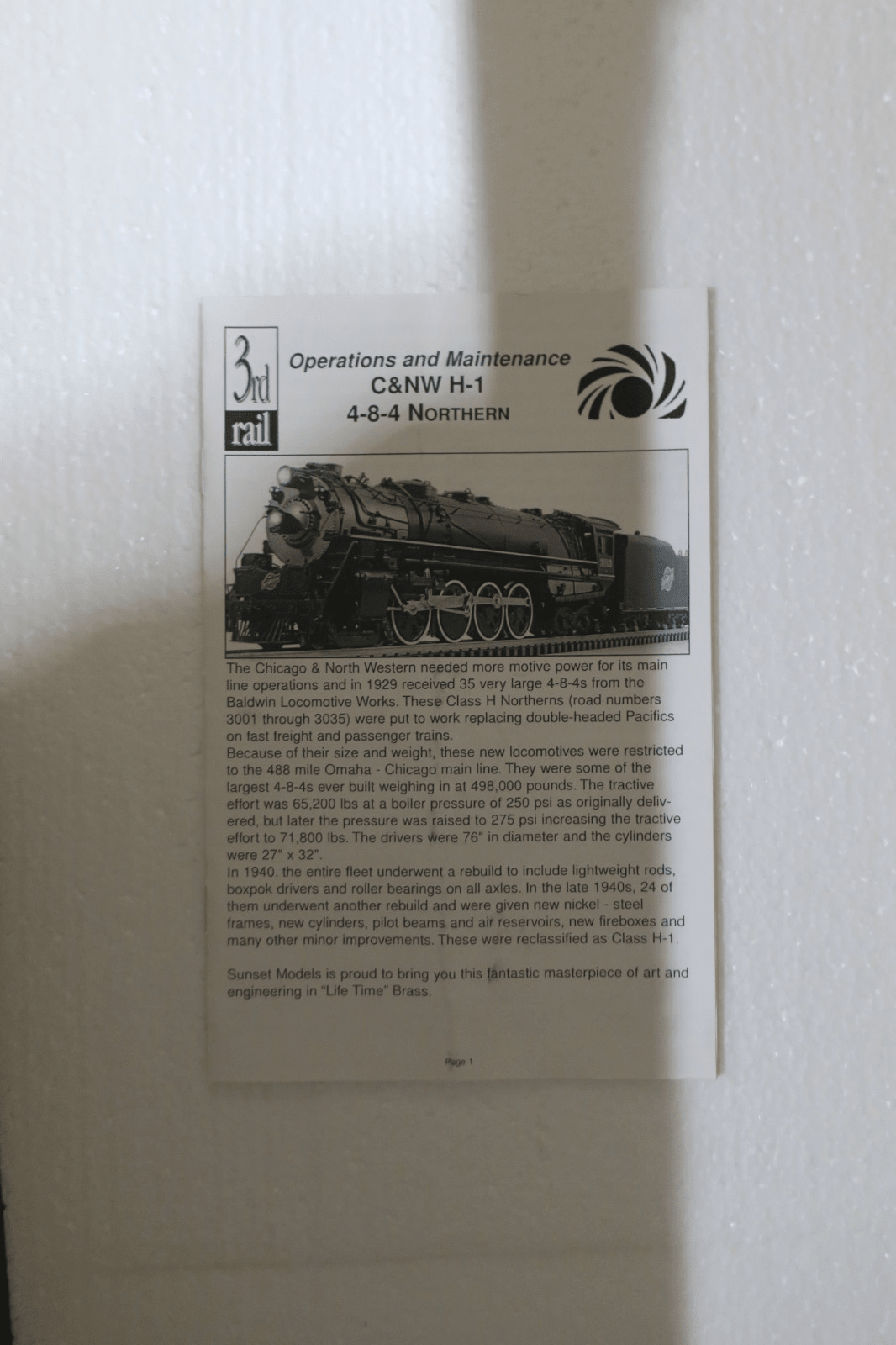 NEW Sunset Models 3rd Rail BRASS O C&NW H - 1 Class 4 - 8 - 4  3018 - 3 RAIL Version - WISE GUYS HOBBIES LLC