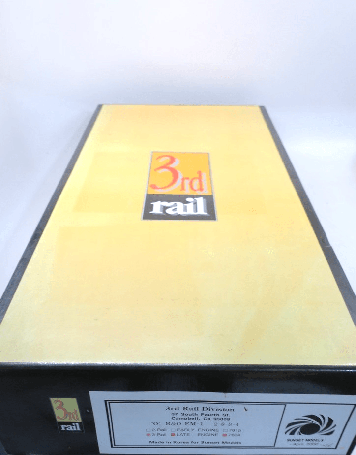 SUNSET 3RD RAIL DIVISION BRASS 3 - RAIL, B&O 2 - 8 - 8 - 4 EM - 1,  7624, MINT IN BOX - WISE GUYS HOBBIES LLC