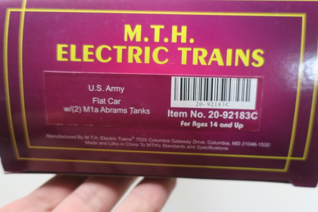 MTH 20-92183C U.S. Army 60' Flat Car O Scale Train 2 M1a Abrams Tanks Military - WISE GUYS HOBBIES LLC