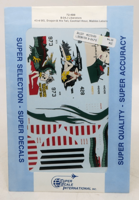 Super Scale International 1/72 B-24J Liberators Decals 72-499 - WISE GUYS HOBBIES LLC