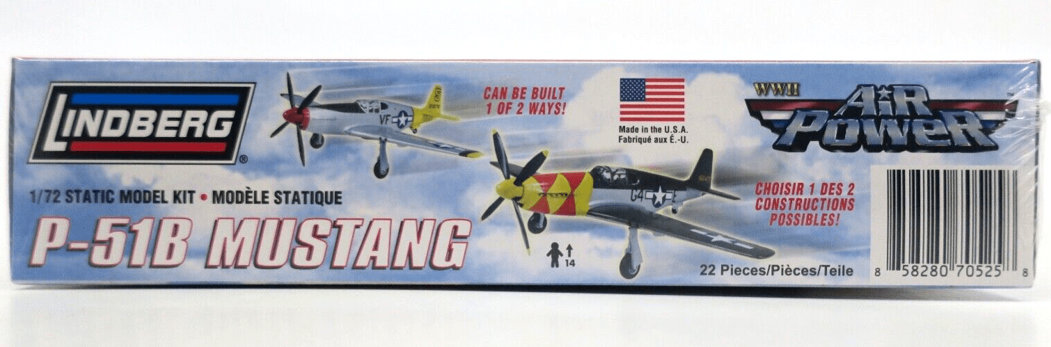 Lindberg Air Power 1/72 P-51B Mustang Model Kit No. 70525 - WISE GUYS HOBBIES LLC