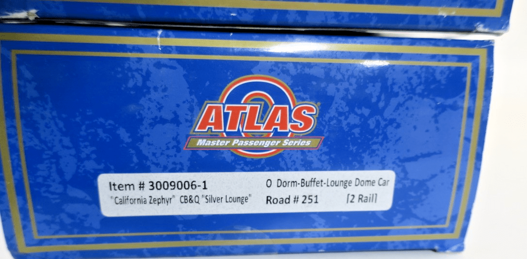 Atlas O Scale "California Zephyr" CB&Q 4 Car Dome Set 2 Rail - WISE GUYS HOBBIES LLC