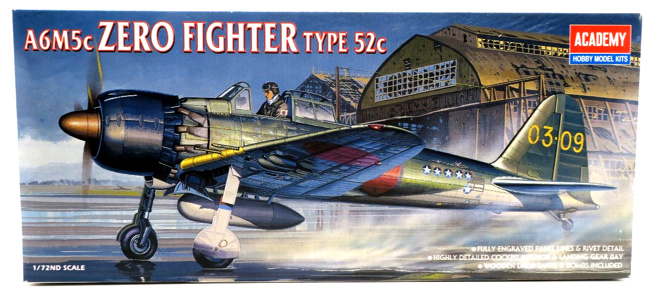 Academy 1/72 A6M5c Zero Fighter Type 52c Model Kit 2176 - WISE GUYS HOBBIES LLC