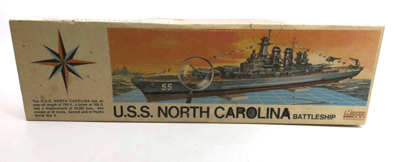 1961 RENWAL (PA) 1:500 BATTLESHIP “U.S.S. NORTH CAROLINA” Kit No. 601 - WISE GUYS HOBBIES LLC