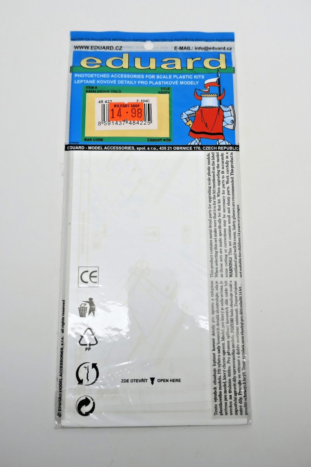Eduard 1/48 F - 104C Starfighter F.O.D. Photo - Etch Detail Set 48422 - WISE GUYS HOBBIES LLC