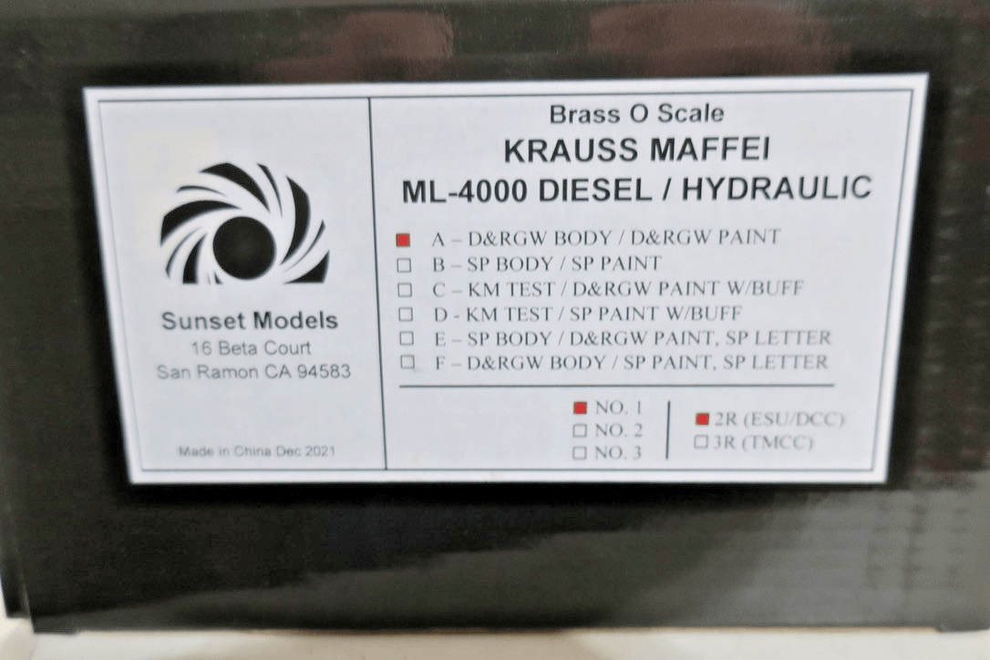 3rd Rail Brass O Scale KRAUSS MAFFEI ML - 4000 D&RGW 4001 2 Rail Locomotive - WISE GUYS HOBBIES LLC