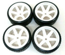 1/10 Scale On-Road 6 Spoke White Rims V-Tread Hard Compound Drift Tires  Wheels